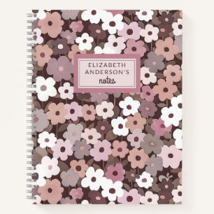 Retro Floral Pattern Monogram Notebook