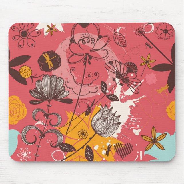 Retro floral pattern mouse pad (Front)