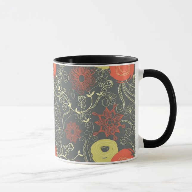 Retro floral pattern mug (Right)
