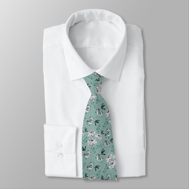 Retro floral pattern. neck tie (Tied)
