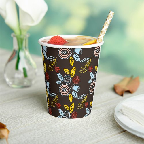Retro Floral Pattern Paper Cups