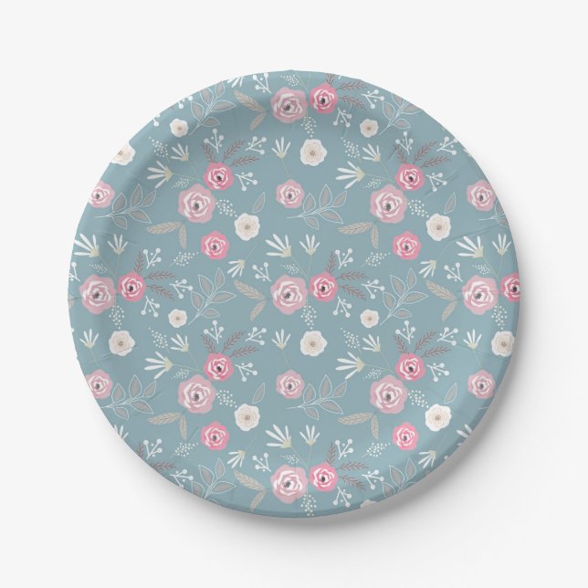 Retro floral pattern. paper plates (Front)