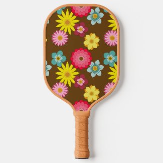 Retro Floral Pattern Pickleball Paddle