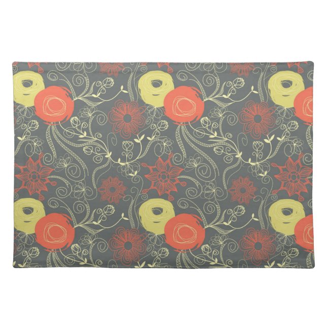 Retro floral pattern placemat (Front)