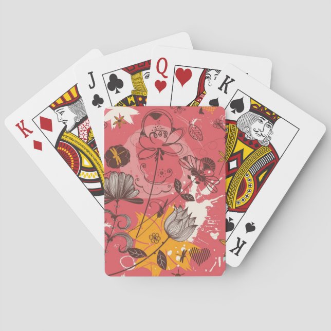 Retro floral pattern poker cards (Back)