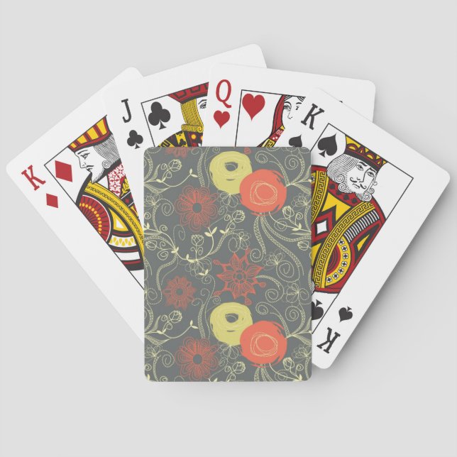 Retro floral pattern poker cards (Back)