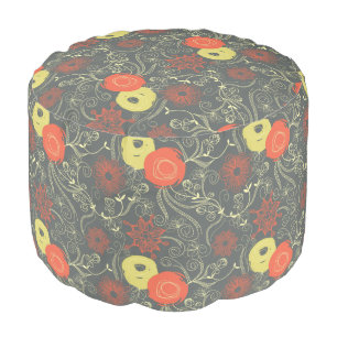Retro floral pattern pouf