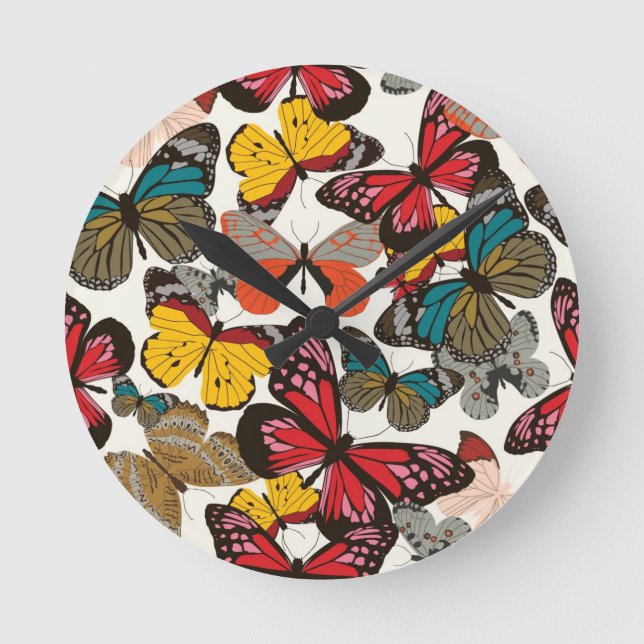 Retro floral pattern round clock (Front)