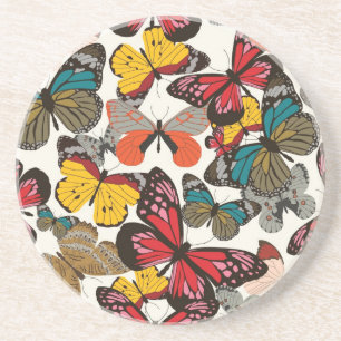 Retro floral pattern sandstone coaster