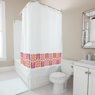 Retro Floral Pattern Shower Curtain