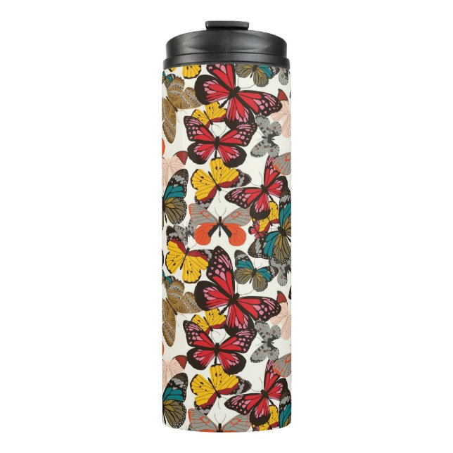 Retro floral pattern thermal tumbler (Front)