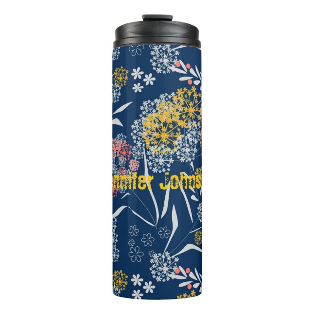 Retro, floral pattern thermal tumbler (Front)