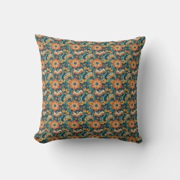 Retro Floral Pattern Throw Pillow by angelandspot at Zazzle