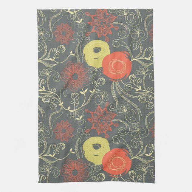 Retro floral pattern towel (Vertical)