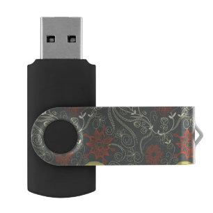 Retro floral pattern USB flash drive