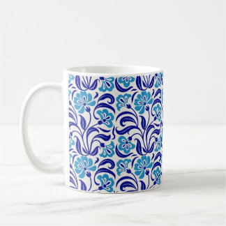 Retro Floral Pattern | Vintage Blue Green Botanica Coffee Mug