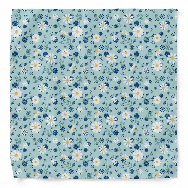 Retro floral pattern with daisies. bandana (Front)