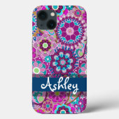 Retro Floral Pattern with Name Case-Mate iPhone Case (Back)