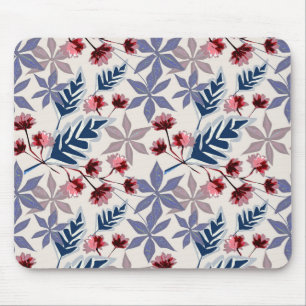 Retro floral pattern with pink, burgundy flowers mouse pad