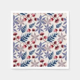 Retro floral pattern with pink, burgundy flowers napkins