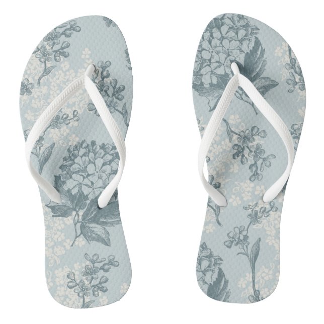 Retro floral pattern with viburnum flowers flip flops (Footbed)