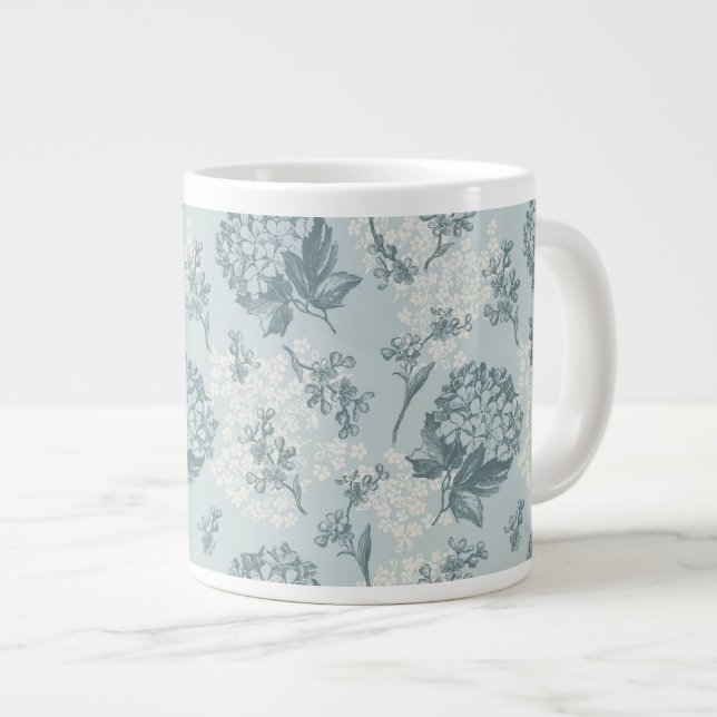 Retro floral pattern with viburnum flowers giant coffee mug (Front Right)