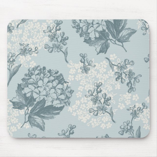 Retro floral pattern with viburnum flowers mouse pad (Front)