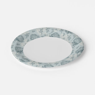 Retro floral pattern with viburnum flowers paper plates