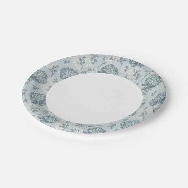 Retro floral pattern with viburnum flowers paper plates (Angled)