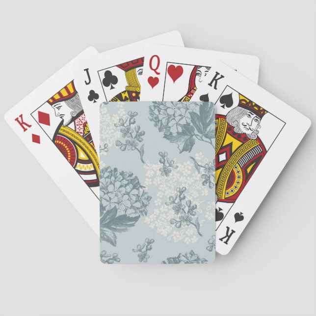 Retro floral pattern with viburnum flowers poker cards (Back)