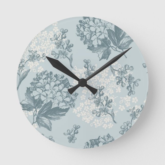 Retro floral pattern with viburnum flowers round clock (Front)