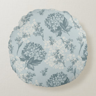 Retro floral pattern with viburnum flowers round pillow