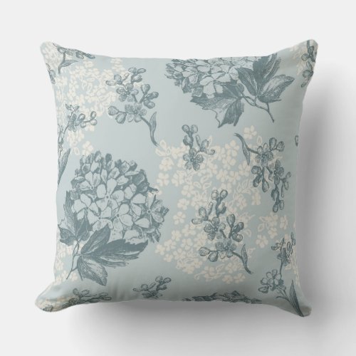Retro floral pattern with viburnum flowers throw pillow