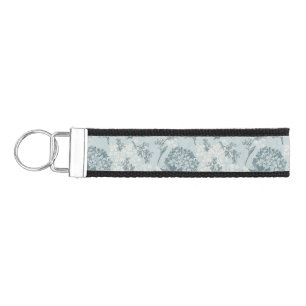 Retro floral pattern with viburnum flowers wrist keychain