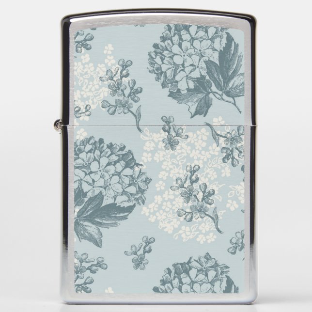 Retro floral pattern with viburnum flowers zippo lighter (Front)