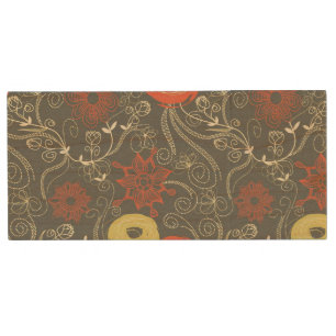 Retro floral pattern wood USB flash drive
