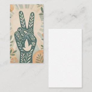 Retro Floral Peace Sign & Dove Art  Botanical Sun Business Card