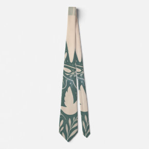 Retro Floral Peace Sign & Dove Art Botanical Sun Neck Tie