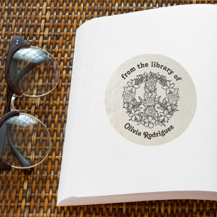 Retro Floral Peace Sign From the Library of Classic Round Sticker