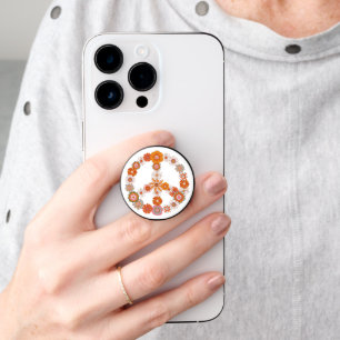 Retro Floral Peace Sign PopSocket