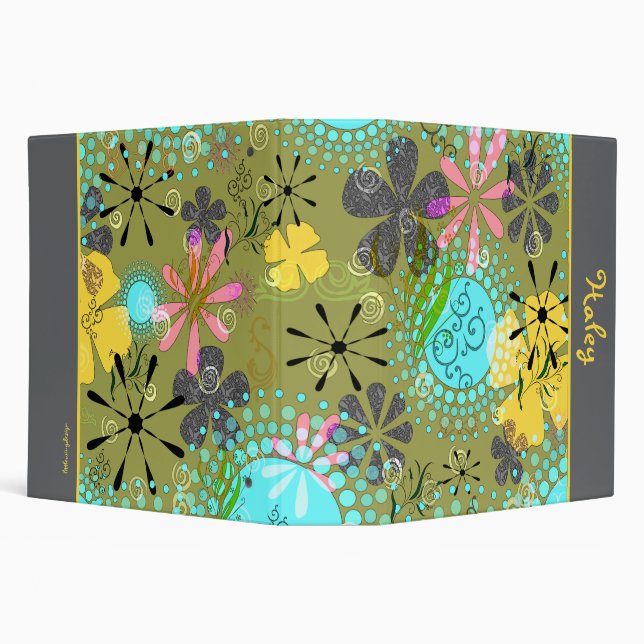 Retro Floral Personalized Avery Binder~ 2 inch Binder (Background)