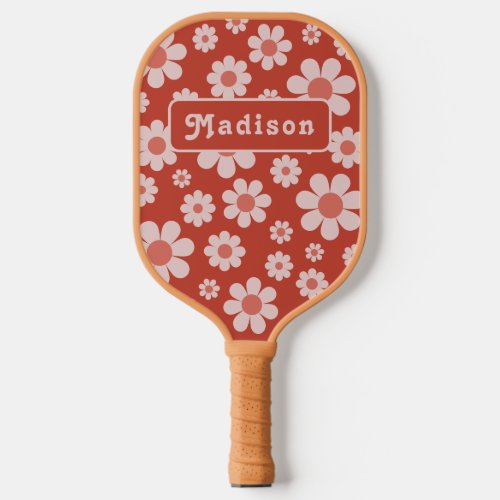 Retro Floral Personalized Name Pickleball Paddle