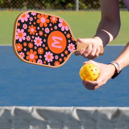 Retro Floral Personalized  Pickleball Paddle