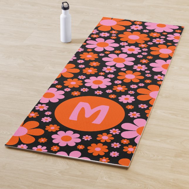 Retro Floral Personalized  Yoga Mat (In Situ)