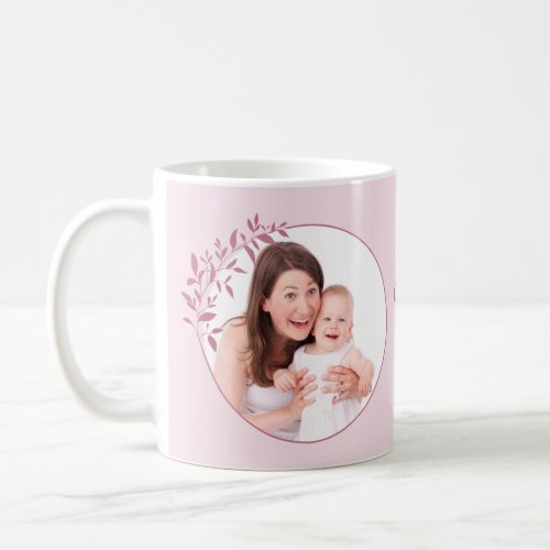 Retro Floral Pink and White Custom Mothers Day Coffee Mug
