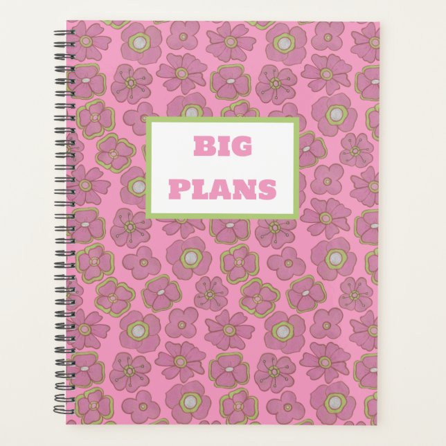 Retro Floral Pink Planner (Front)