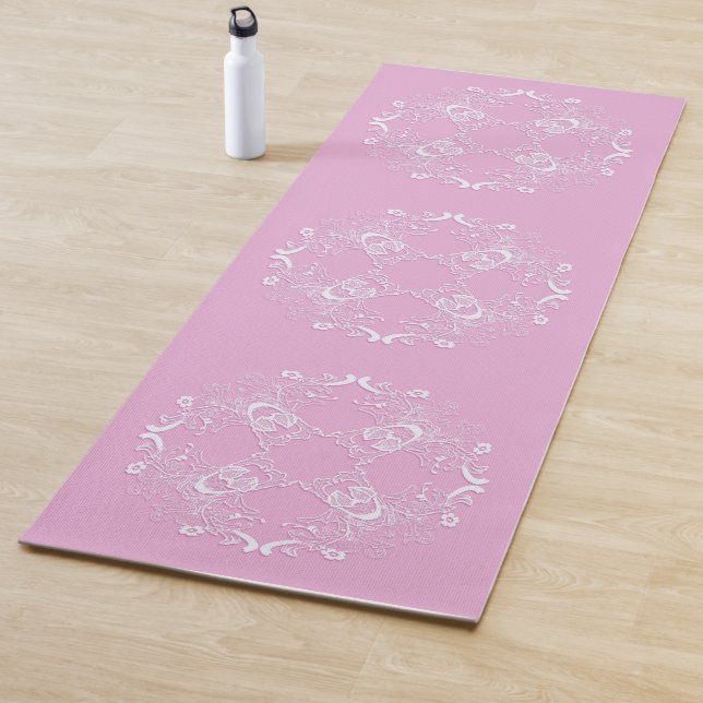Retro floral pink texture . yoga mat (In Situ)
