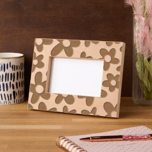 Retro Floral Print Laser Etched Wood Picture Frame