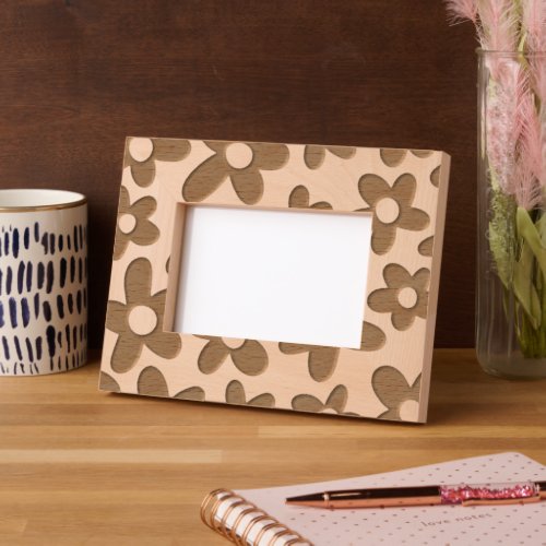 Retro Floral Print Laser Etched Wood Picture Frame Retro Floral Print Laser Etched Wood Picture Frame