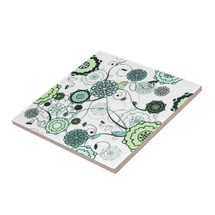 Retro Floral Print Tile